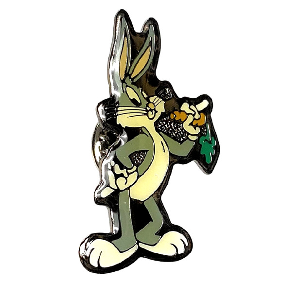 Lot of 2 Bugs Bunny Enamel Pin Back Lapel Tie 1997 Warner Bros Carrot Vintage - Picture 2 of 4